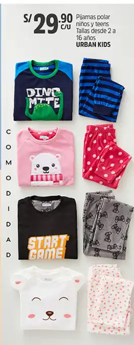 Plaza Vea Pijamas Polar Niños y Teens oferta