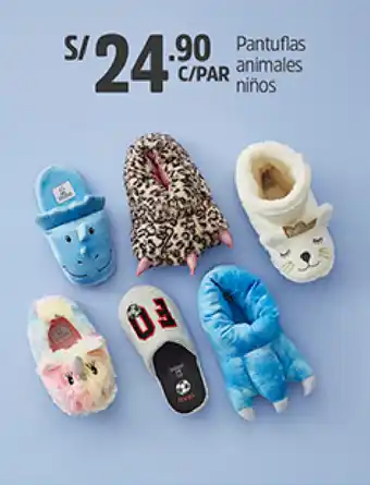 Plaza Vea Pantuflas Animales Niños oferta