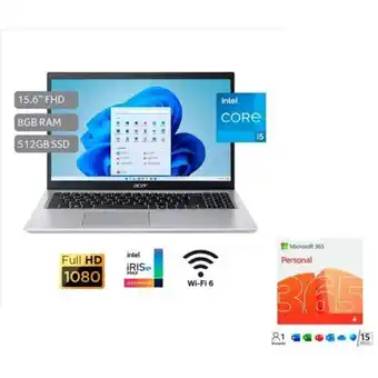 Hiraoka Laptop acer a515-56-56hk 15.6" intel core i5-1135g7 512gb ssd 8gb ram + microsoft 365 personal (esd) - 15 meses oferta