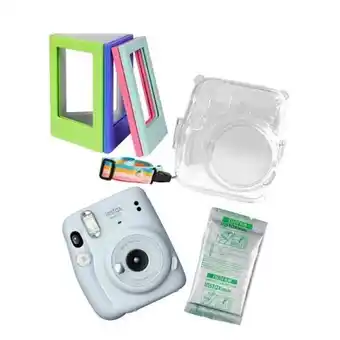 Hiraoka Cámara instax fujifilm mini 11 blanco hielo + pack10 + mini marco + estuche oferta