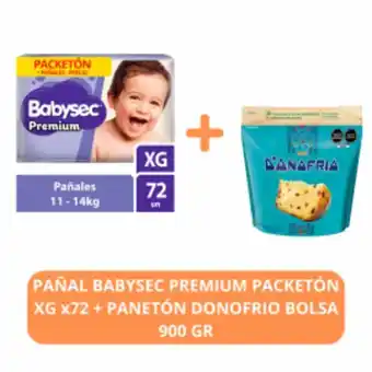 Freshmart Pack pañal babysec premium pack xg 72 + paneton donofrio bolsa 900 gr - unidad oferta