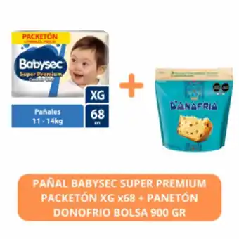 Freshmart Pack pañal babysec super premium packetón xg x68 + panetón donofrio bolsa 900 gr - unidad oferta