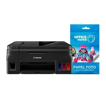 Hiraoka Impresora multifuncional canon pixma g4110 + papel foto adhesivo brillante 120g x 25 hojas jumbo oferta