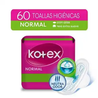 Tottus Toalla higiénica kotex normal 60 unid oferta