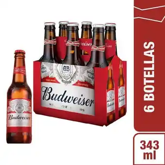 Tottus Six pack cerveza budweiser 343 ml - six pack oferta