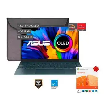 Hiraoka Laptop asus zenbook 13 um325ua 13.3" amd ryzen 5 5500u 512gb ssd 8gb ram + microsoft 365 personal (esd) - 15 meses oferta