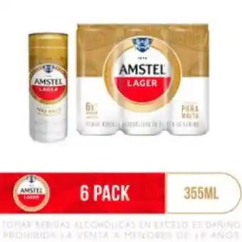 Metro Sixpack cerveza amstel lager lata 355ml oferta