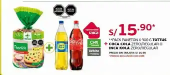 Tottus Tottus Pack Paneton x 900g + Coca Cola Zero/Regular o Inca Kola Zero/Regular oferta