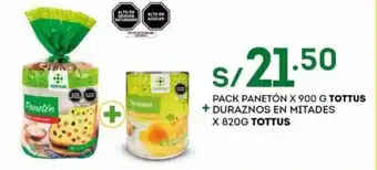 Tottus Tottus Pack Paneton x 900g + Duraznos en Mitades x 820 g Tottus oferta