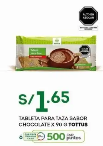 Tottus Tottus Tableta para Taza Sabor Chocolate x 90g oferta
