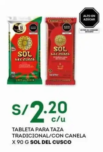Tottus Sol Del Cusco Tableta para Taza Tradicional/con Canela x 90g oferta