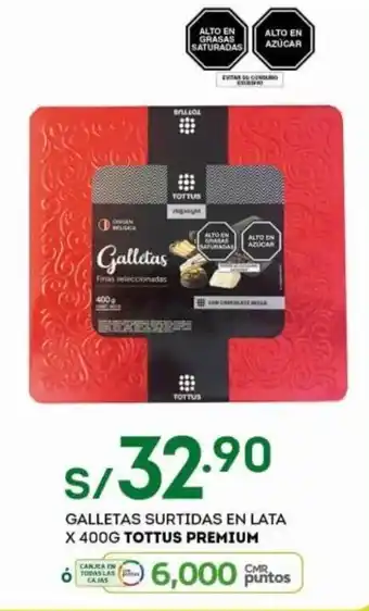Tottus Tottus Premium Galletas Surtidas en Lata x 400g oferta