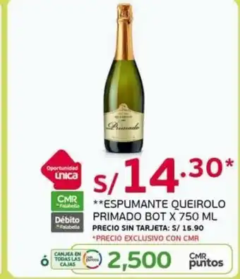 Tottus Espumante Queirolo Prmado Bot x 750 ml oferta