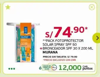 Tottus Murana Pack Fotoprotector Solar Spray SPF 50 + Bronceador SPF 30 x 200 ml oferta