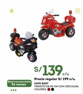 Tottus King Baby Trimoto de 80 cm con circulina oferta