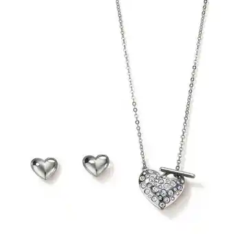 Ésika Estuche collar + aretes toggle heart plata oferta