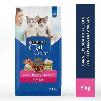 Tottus Comida para gatitos cat chow sabor carne pescado y leche 8 kg oferta
