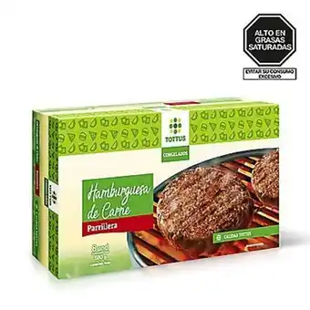 Tottus Hamburguesa parrillera de carne 85 gr pack 8 unidades oferta