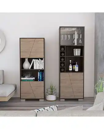 Tiendas EFE Combo tuhome biblioteca + bar alto fraktal - habano/miel oferta