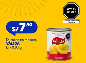 Plaza Vea Durazno en Mitades Válida 830g oferta