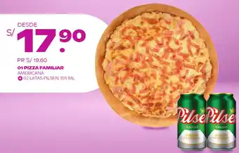 Tambo Pizza Familiar Americana + Latas Pilsen 355ml oferta