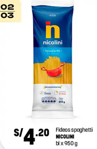 Plaza Vea Fideos Spaghetti Nicolini 950g oferta