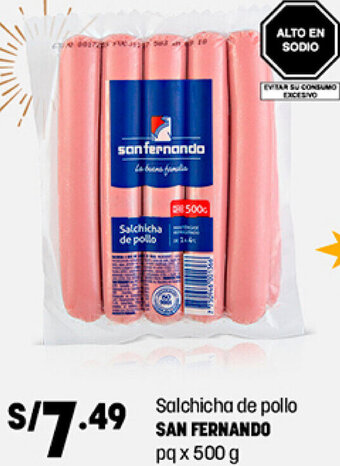 Plaza Vea Salchicha de Pollo San Fernando 500g oferta