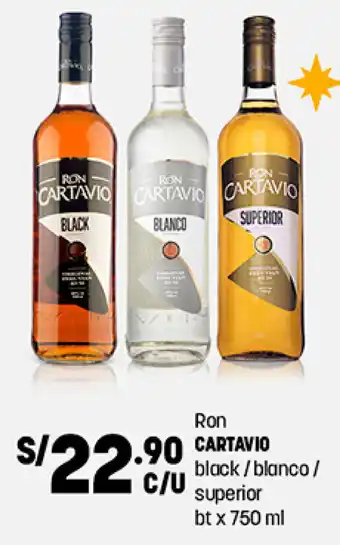 Plaza Vea Ron Cartavio Black/Blanco/Superior 750ml oferta