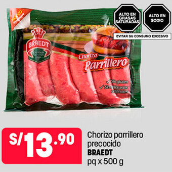 Plaza Vea Chorizo Parrillero Precocido Braedt 500g oferta