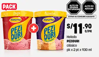 Plaza Vea Helado Peziduri Clásico pk x 2pt x 930ml oferta