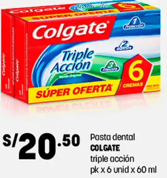 Plaza Vea Pasta Dental Colgate Triple Acción pk x 6 Unid x 60ml oferta