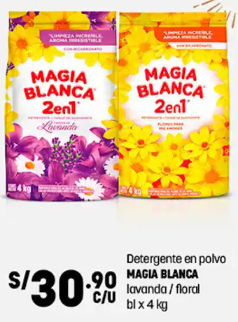 Plaza Vea Detergente en Polvo Magia Blanca Lavanda/Floral 4kg oferta