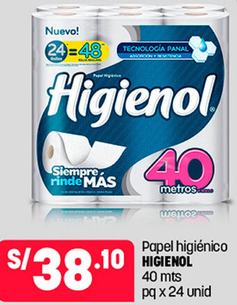 Plaza Vea Papel Higiénico Higienol 40mts pq x 24 Unid oferta