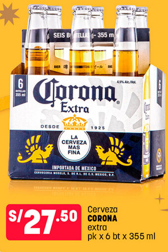 Plaza Vea Cerveza Corona Extra pk x 6 bt x 355ml oferta