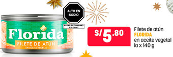 Plaza Vea Filete de Atún Florida en Aceite Vegetal 140g oferta