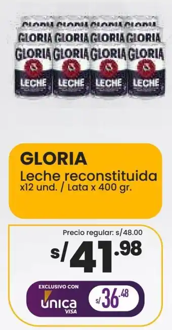 Vega Gloria Leche Reconstituida 12Unid x 400g oferta