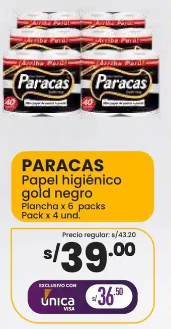 Vega Paracas Papel Higiénico Gold Negro 6 Packs x 4 Unid oferta