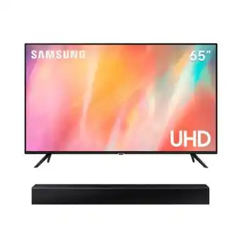 Hiraoka Televisor samsung led 4k uhd smart 65" un65au7090gxpe (2021) + soundbar samsung hw-t400/pe oferta