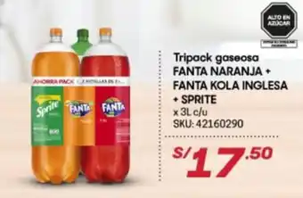 Hiperbodega Precio Uno Tripack Gaseosa Fanta Naranja / Kola Inglesa + Sprite x 3L oferta