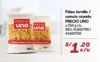 Hiperbodega Precio Uno Fideo Tornillo / Canuto Rayado Precio Uno x 250g oferta