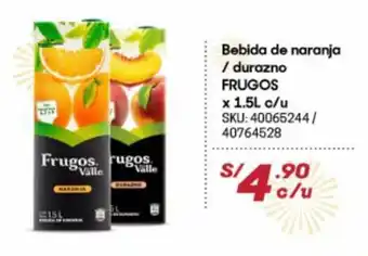 Hiperbodega Precio Uno Bebida de Naranja / Durazno Frugos x 1.5L oferta