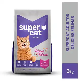 Tottus Comida para gato super cat adulto sabor pollo, carne, atún y sardina 3 kg oferta