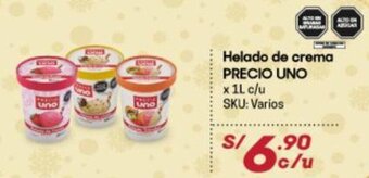 Hiperbodega Precio Uno Helado de Crema Precio Uno x 1L oferta