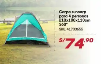 Hiperbodega Precio Uno Carpa Suncarp para 4 Personas 210 x 180 x 110cm oferta
