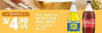 Plaza Vea Una Gaseosa Coca-Cola / Inca-Kola c/s Azúcar bt 1.5L oferta