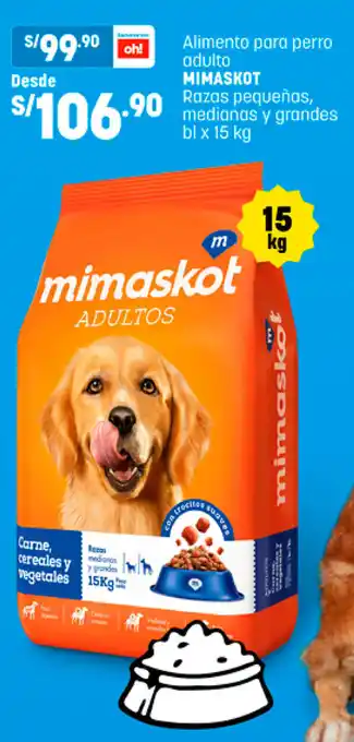Plaza Vea Alimento para Perro Mimaskot adulto bl x 15kg oferta