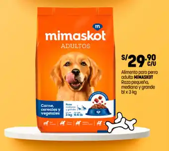 Plaza Vea Alimento para Perro Mimaskot adulto bl x 3kg oferta