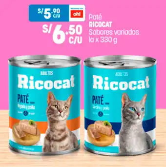 Plaza Vea Paté Ricocat sabores variados la x 330g oferta