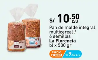 Plaza Vea Pan de Molde Integral Multicereal / 6 Semillas La Florencia bl x 500g oferta