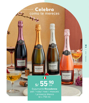 Plaza Vea Espumante Riccadonna Asti / Ruby / Rosé Moscato / Prosecco Blanco bt x 750ml oferta